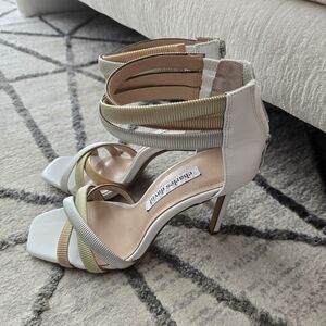 Charles David Electra Leather Crossover Strap Stiletto Sandals 7.5